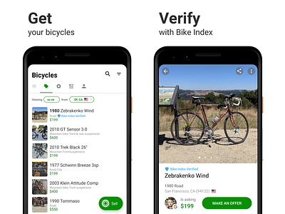 Sprocket Android Bike Index Verified Screenshots android api bicycle bike make mobile offer play store screenshot sell sprocket tag ui verified