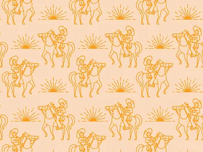 Wild With Adventure Pattern cowboy desert guitar horse illustration minimal old west pattern southwest surface design vector
