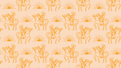 Wild With Adventure Pattern cowboy desert guitar horse illustration minimal old west pattern southwest surface design vector