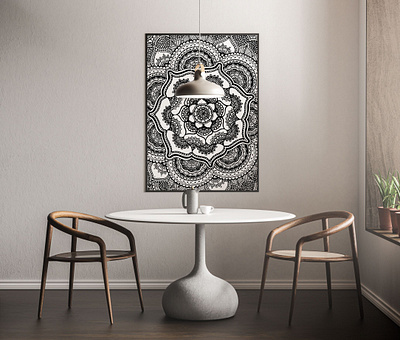 Spring Lotus Poster black and white design design art drawing henna home decor illustration interior design mandala