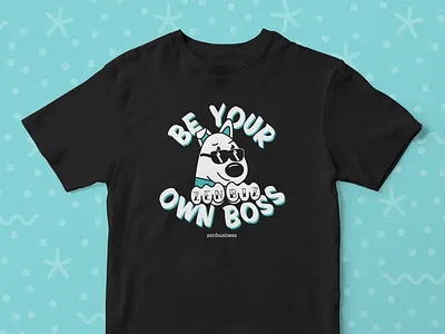 Be Your Own Boss dog knuckle tattoos llc mascot small business tshirt design zenbusiness