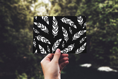 Black and White Feathers Card birds black and white design drawing feathers outdoors pattern wildlife