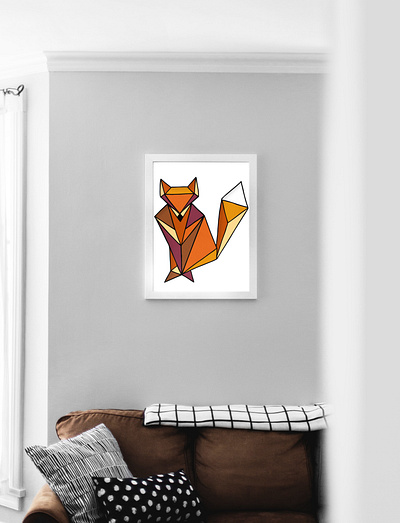 Geometric Fox Wall Art drawing fox fox illustration geometric animal geometric art geometric fox home decor interior design kids kids illustration wall art