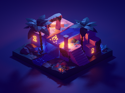 Ancient Ruins b3d blender render blender3d eevee illustration isometric lightning lowpoly modelling nepal stylustechnology