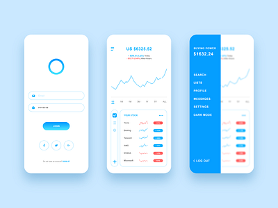 Stock App UI Design (Light Mode) app clean graphic design light mode minimal mobile app mobile app design product design simple typography ui uidesign userinterface ux ux design web web design web ui website website designer