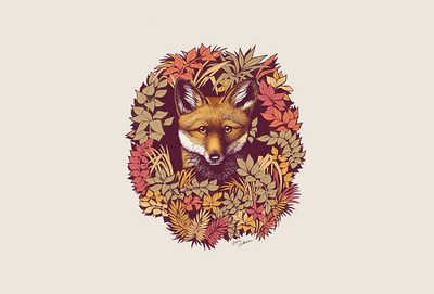 Botanical fox animal art animal illustration animals botanical cute animal digital art digital painting forest animals fox illustration foxes illustration nature pen drawing photoshop art wild animals