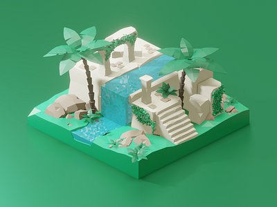 Ancient Ruins | Day b3d blender3d eevee illustration isometric isometric illustration low poly modeling nepal render stylustechnology