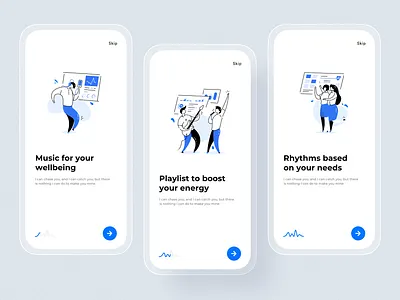 Rubato biometrical music recommendation app app application ui biometrical app clean ui illustration ios minimal music app onboarding screen tracking app ux uxui