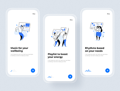 Rubato biometrical music recommendation app app application ui biometrical app clean ui illustration ios minimal music app onboarding screen tracking app ux uxui