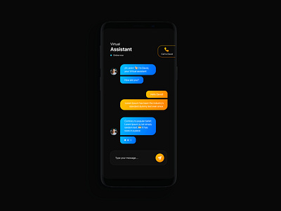 Chat assistant. Dark mode app app design assistant chat concept dark app dark mode design ui ui design ux design