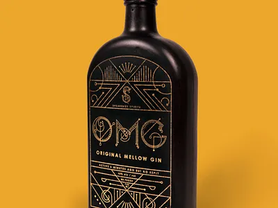 Speakeasy Gin Bottle Packaging bottle design branding design foil stamp illustration package design packaging typedesign typography