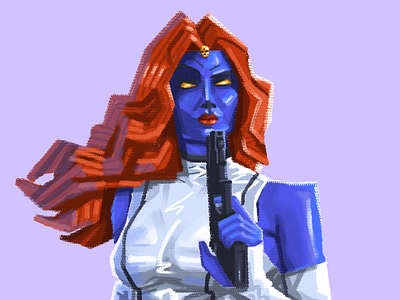 Mystique — X Men series adobe photoshop brushes character colors design drawing graphic design illustration mystique painting shotgun textures xmen