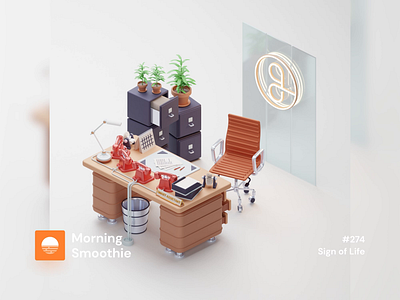 Sign of Life 3d 3d animation animated animation animation design animations blender blender3d desk diorama illustration isometric isometric design isometric illustration low poly office office design office space workspace workstation