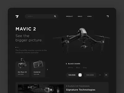 Drone Landing Concept black white clean design drone illustration landing page minimal typography ui ux vector