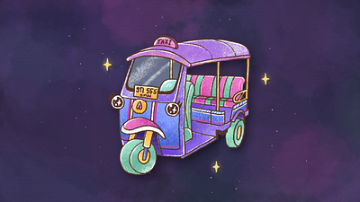 Thai Tuk Tuk affinity designer art automobile car cartoon character colourful crayon cute design illustration ipad pro art taxi thai thailand tuk tuk