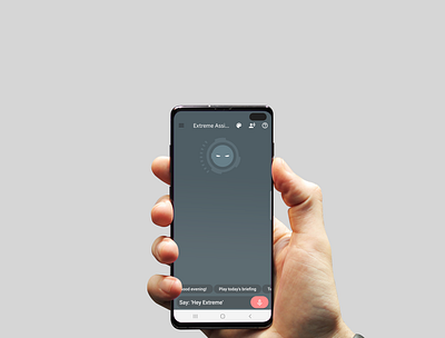 Extreme Personal voice Assistant on S10 Plus Mockup ai artificial intelligence branding design invite marvel marvelcomics mobile mobile ui thanos ux