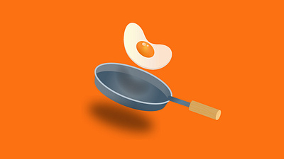 Fried egg on a frying pan cartoon design egg food friedegg graphic graphic design graphicillustration illustration orange pan shadow vector