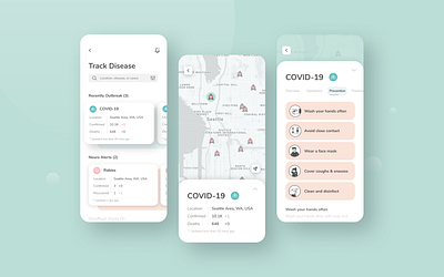 Mobile health app | Tracking disease outbreak covid 19 disease figma graphic healthcare icon illustration map medical app mobile ui segmented control tracking app ui virus