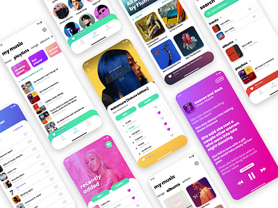 Versly Music Player - (Multiple Screens) android app applemusic branding deezer design mobile mobile app music music player spotify steaming stream ui ux