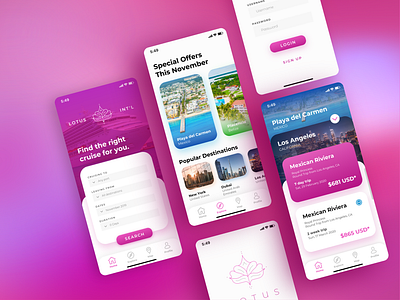 Lotus International Cruises android app boat booking branding cruise cruises design ios mobile mobile app travel traveling ui ux