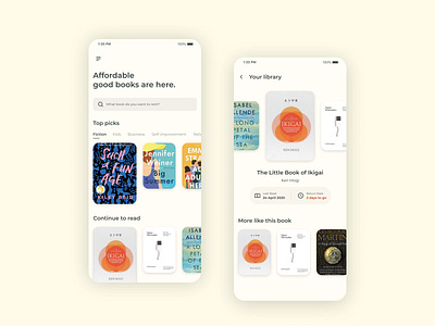 Book Rental Apps Design Concept app application books clean design flat minimal mobile mobile ui redesign rental ui ui design uiux ux