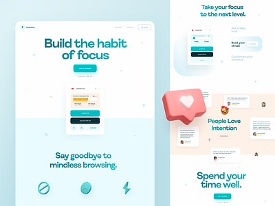 Intention - Landing Page app design homepage interface landing page landing page design ui uidesign web webdesign website
