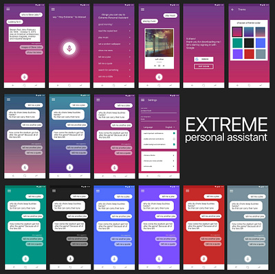 Extreme Personal Voice Assistant gradient Concept mockup ai artificialintelligence assistant avengers branding design illustration iron man jarvis marvel tony stark ui