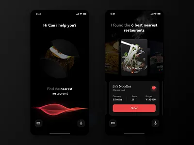 Artificial intelligence meal order experience page 3d ai food intelligence interaction meal order restaurant siri smoke ui visualization visualizer wave