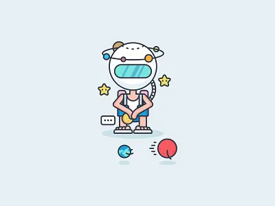 Astronaut Wannabe astronaut icon character design flat illustration globe icon mars planet icon star icon sun icon