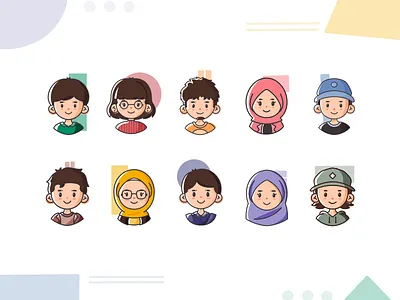 Avatar Illustration for Team avatar cartoon character cute flat design flat illustration icon icon set illustration illustration design procreate ui
