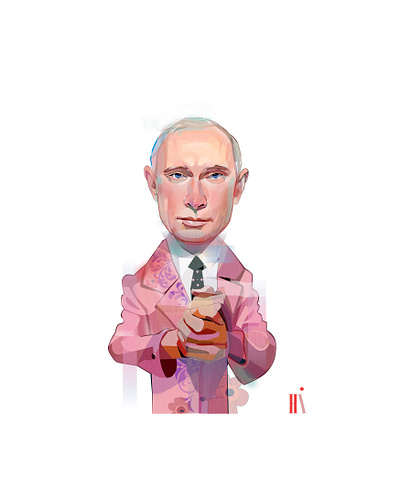 Putin 2d illustration vector character design digital illustration. illustration portrait