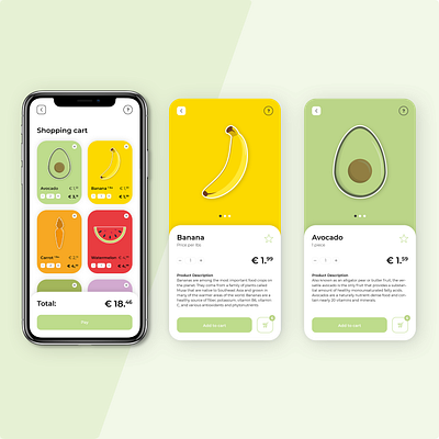 Fruit Vegetable Store - Mobile App app app design application design e commerce e commerce app flat food food app illustration mobile mobile app mobile app design mobile ui modern showreal