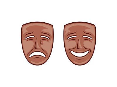 Theater masks face illustration masks mud theater vector