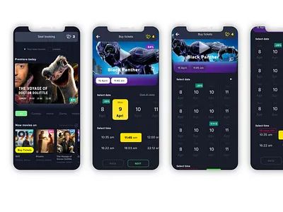 Cinema booking app app application booking cinema films illustration ui design uiux uiuxdesign ux wacom