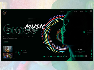 Grace music adobe photoshop adobe xd attractive behance concept design dribble html music art music player music website music websites social media sound ui daily uiux ux web website