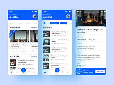 Event App event event app filter location mobiledesign nearby seminar ui ux virtual event webinar