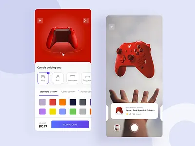 Xbox Custom Design Builder & AR Feature app design augmented reality builder camera app console curation custom build customize game microsoft purchase rotation ui ui design ux xbox xbox one