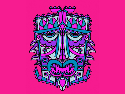 Tiki Mask coloring book coloring page doodle drawing fun art illustration ipad pro monoline procreate procreateapp retro tiki tiki mask