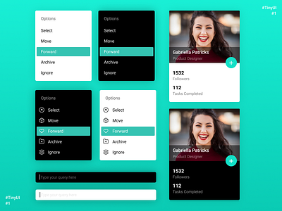 TinyUI #1 account components contact crm dashboard menu profile search user web
