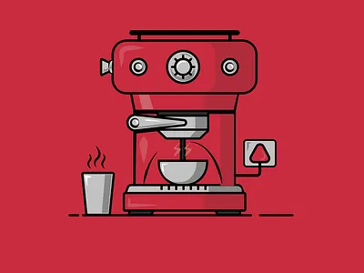 Coffee maker vector flat illustration adobe illustrator bluewhale coffee coffeemaker cool flat illustration flat vector illustration illustration art illustrator vector illustration