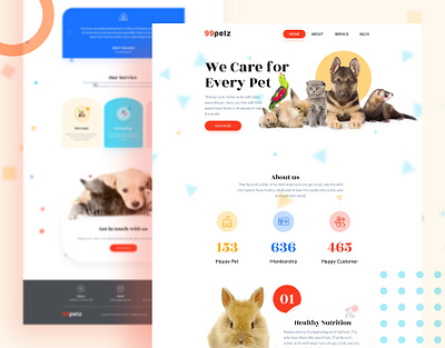 Pet Animal Landing Page Design | UI/UX Design 2020| debut home page design minimal landgin page trending web template design website template
