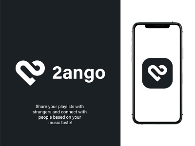 2ango brand identity brand mark branding clean connect geometric heart infinity logo design love minimal minimalist logo mobile app mobile icon music playlist share simple tech logo