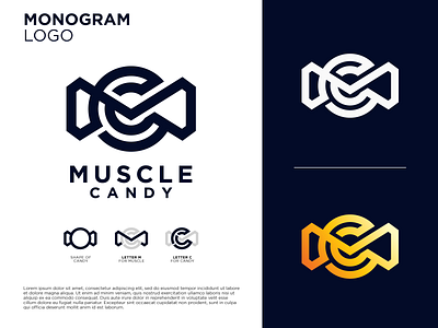 MUSCLE CANDY candy fitness logo gym logo logotype man monogram muscle supplement