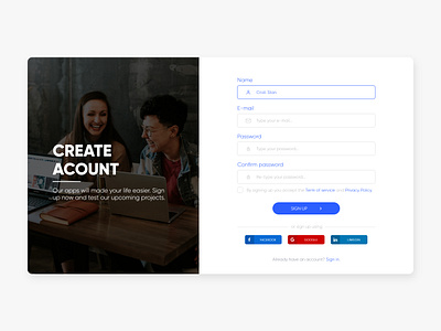 Daily UI - 001 - Sign up page conceptdesign dailyui design landing page ui ux uxdesign web webdesign website