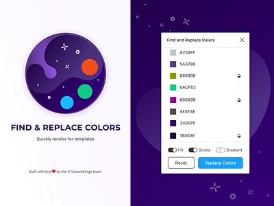 Find and Replace Colors - Figma Plugin app badge colors design system figma icon illustration layout logo minimal plugin react typography ui ux vector web