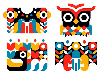Spring Colors 2d character design designs duck flat flower geometric graphic design icon illustration logo minimalist nature negative space outdoors owl spring vector vibrant