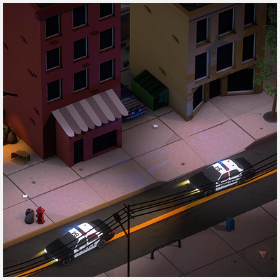 Chase -Isometric style Animation c4d chase cinema4d isometric isometric art lowpoly lowpoly3d lowpolyart