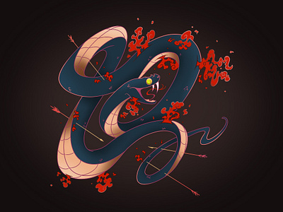 Snake No.2 animal arrows blue design illustration serpent snake