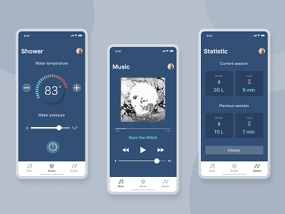 Smart shower app app design figma mobile shower ui ux web