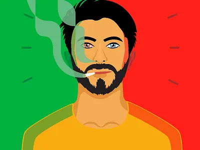 Two Sides of me art illustration portrait portrait art smoke vector weed